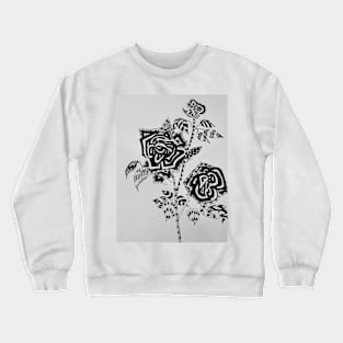 Crazy Zentangle Roses Ink Drawing Black and White Floral flowers Crewneck Sweatshirt